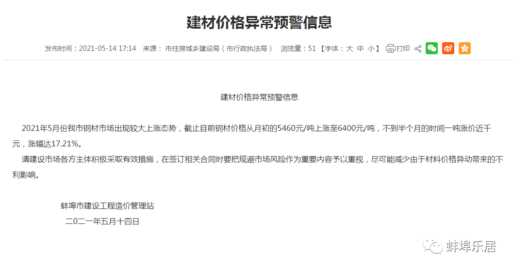注意了！蚌埠市住建局发布建材价格预警！影响工程质量、建设工期PP电子 PP电子平台(图10)
